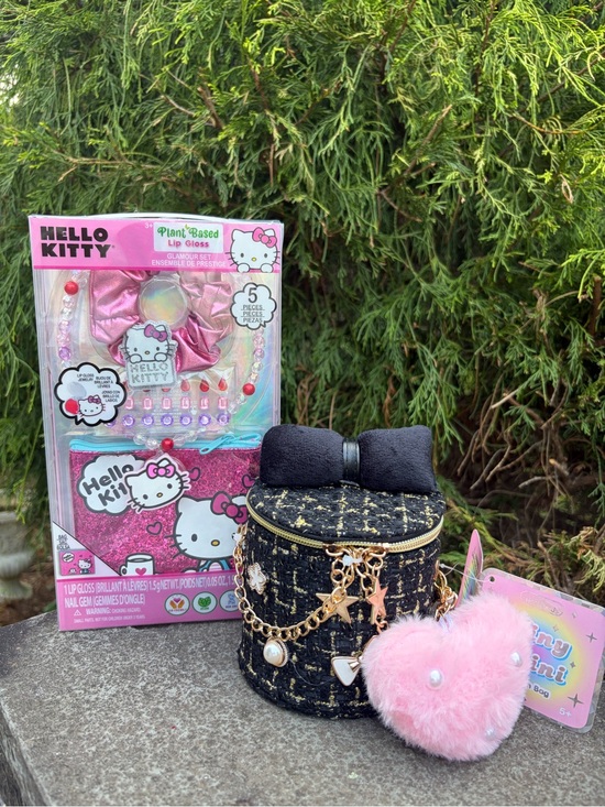 No brand Handbags - Tiny Mini Black Tweed Bow Fashion Bag Charm Crossbody + Hello Kitty Accessories